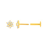 22K Yellow Gold Cubic Zirconia Small Floral Nose Pin with Screwback with gold weight of 0.23g